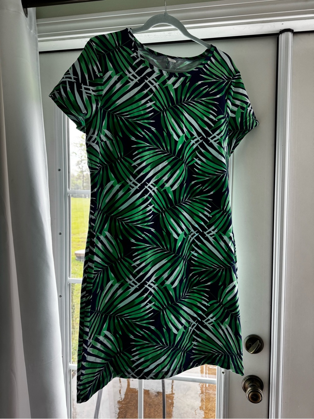 Old Navy Green Palm-Print Mini Dress